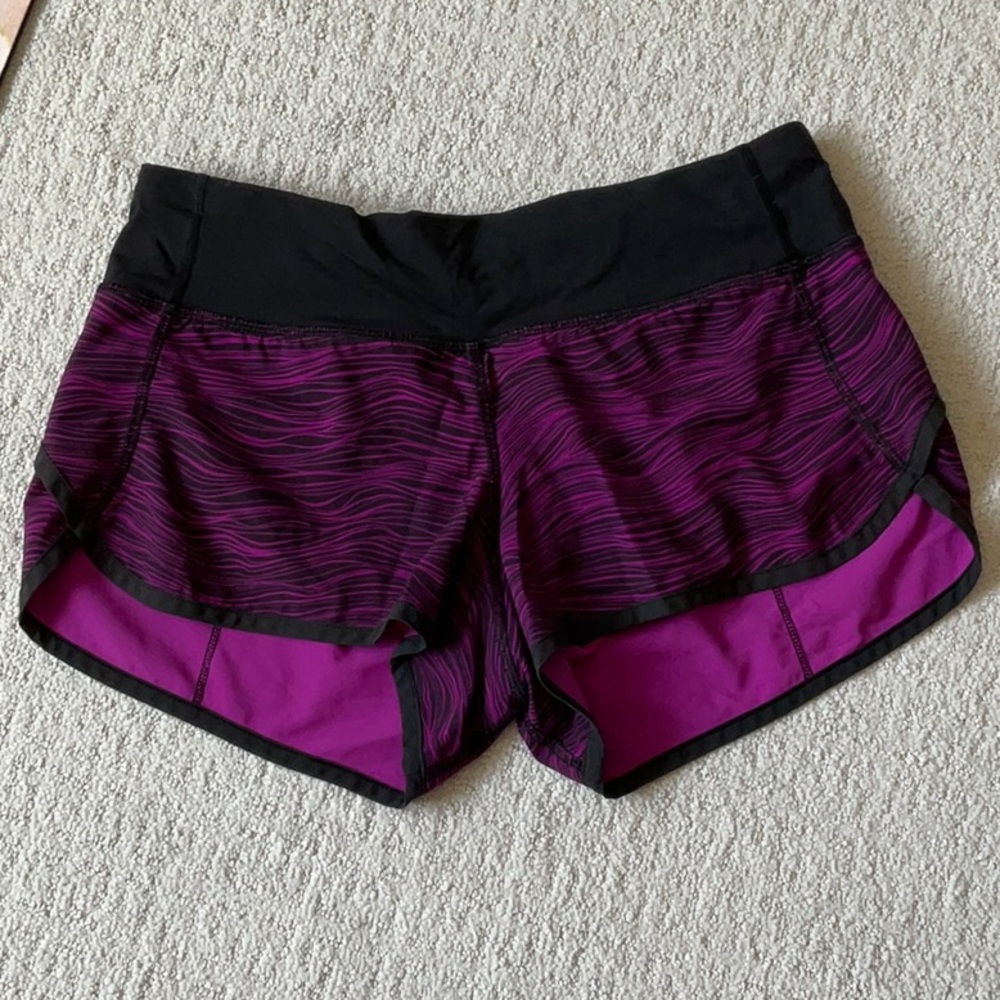 lululemon athletica Deep Purple Wave Running Shorts with Black Waistband